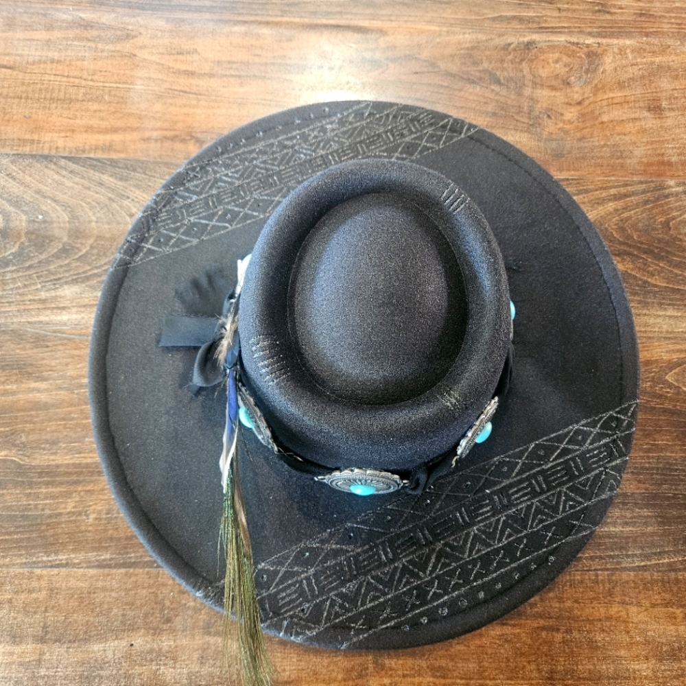 Custom Burned Wide Brim Hat
